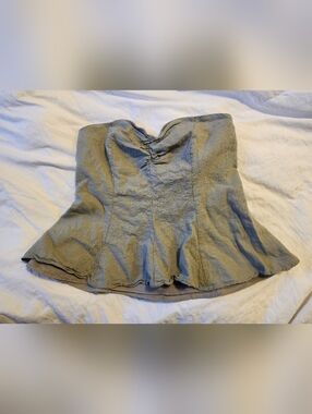 Zara Camo Green Strapless Corset Top